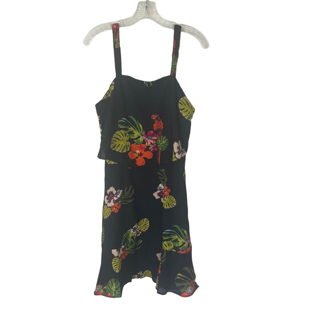 Coco & Carmen Dress Sleeveless Sundress‎ Small Black Green New Tropical